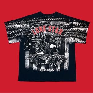 Lone Star Rally Gaveston Tx 2014, big eagle and snakes back print biker t-shirt.